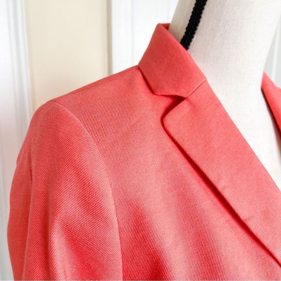 Ann Taylor 00P NWT Petite Linen & Shell Corral Orange Blazer 1 Button & Pockets - Picture 5 of 14
